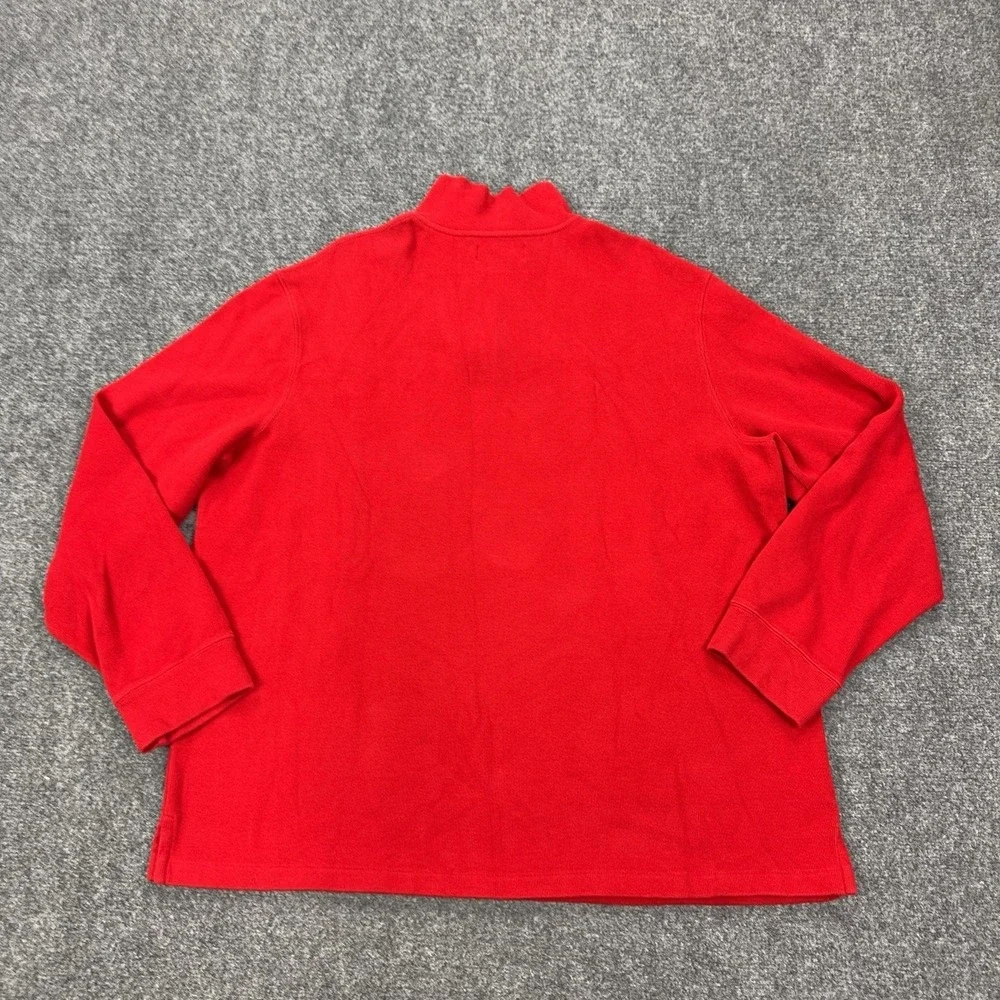 Vintage Polo By Ralph Lauren Sweater Mens 2XL Red 1/4 Zip Mock Neck Cotton Knit